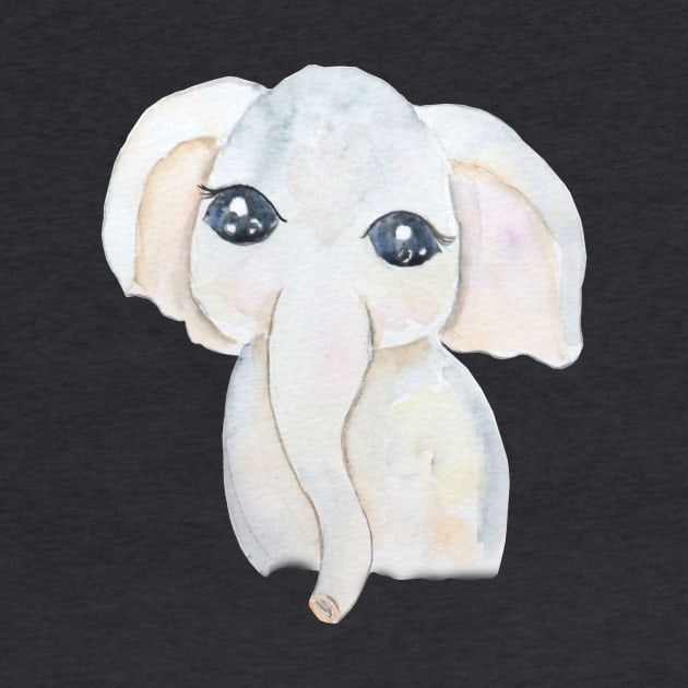 cute baby  elephant watercolor by colorandcolor